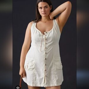 Pilcro Button-Down Cotton Mini Dress With Pockets Womens Size 1X